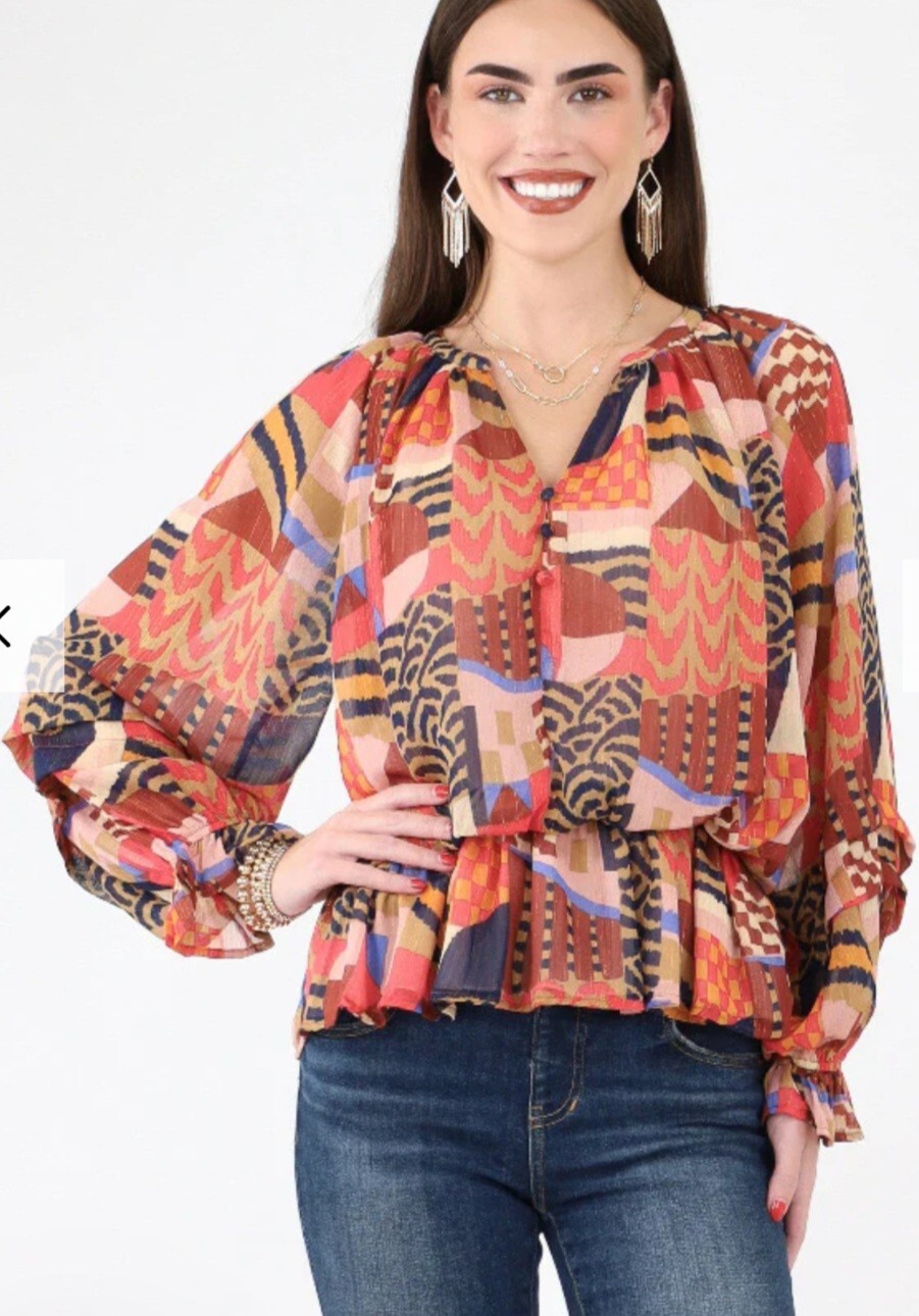 Boho Womens Top Small Peasant Colorful Feminine Romantic Cottagecore Art To Wear