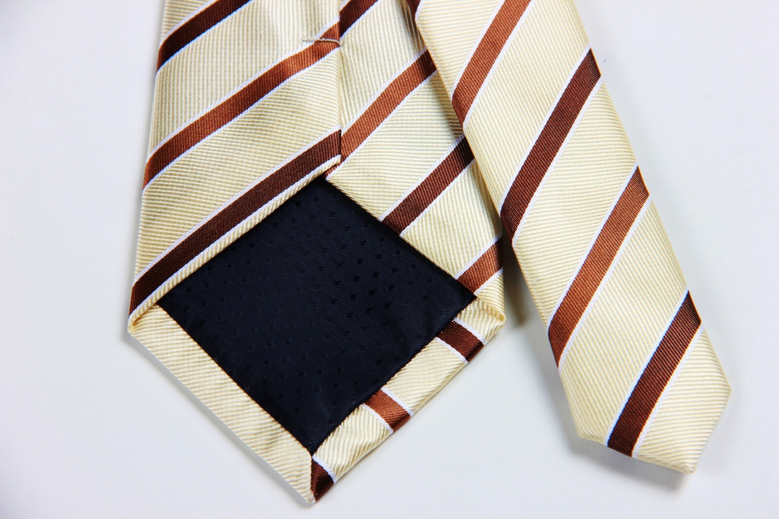 New Classic Striped Beige Brown JACQUARD WOVEN 100% Silk Men’s Necktie Tie