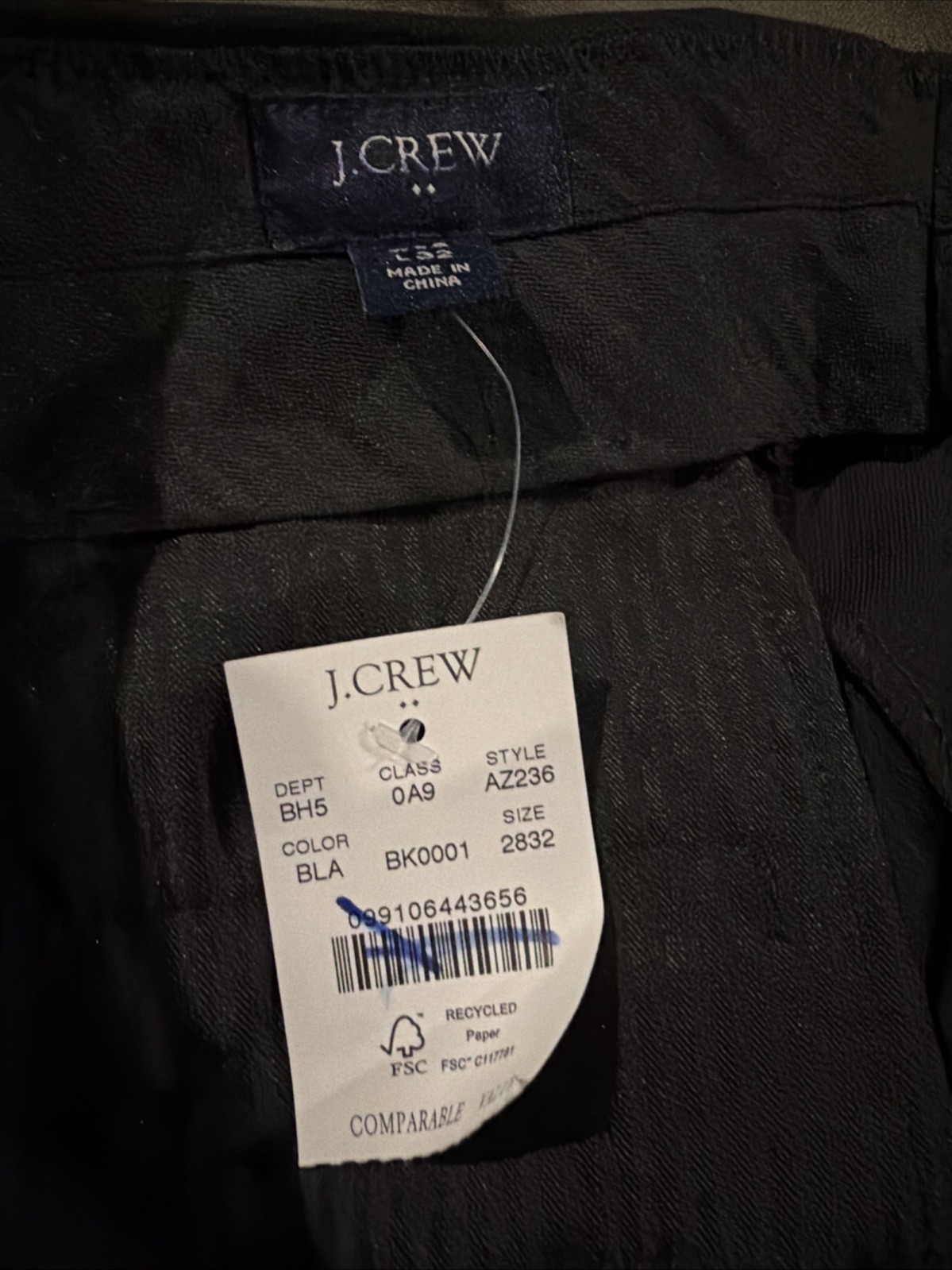 NWT J.Crew Slim-Fit Thompson Tuxedo Pant Men 28×32 Black Pure $375 Retail! AZ236