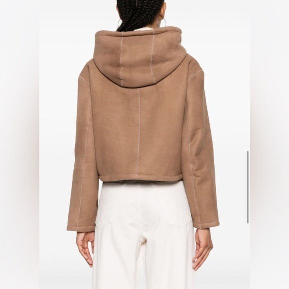 THEORY***Reversible Cropped Hooded Shearling Lamb Parka Coat***small $2395