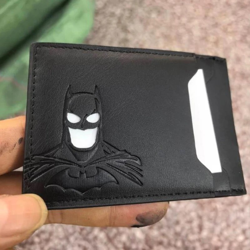 Personalized Leather Bat Wallet Superhero Mask Card Holder Heroic ID Wallet.