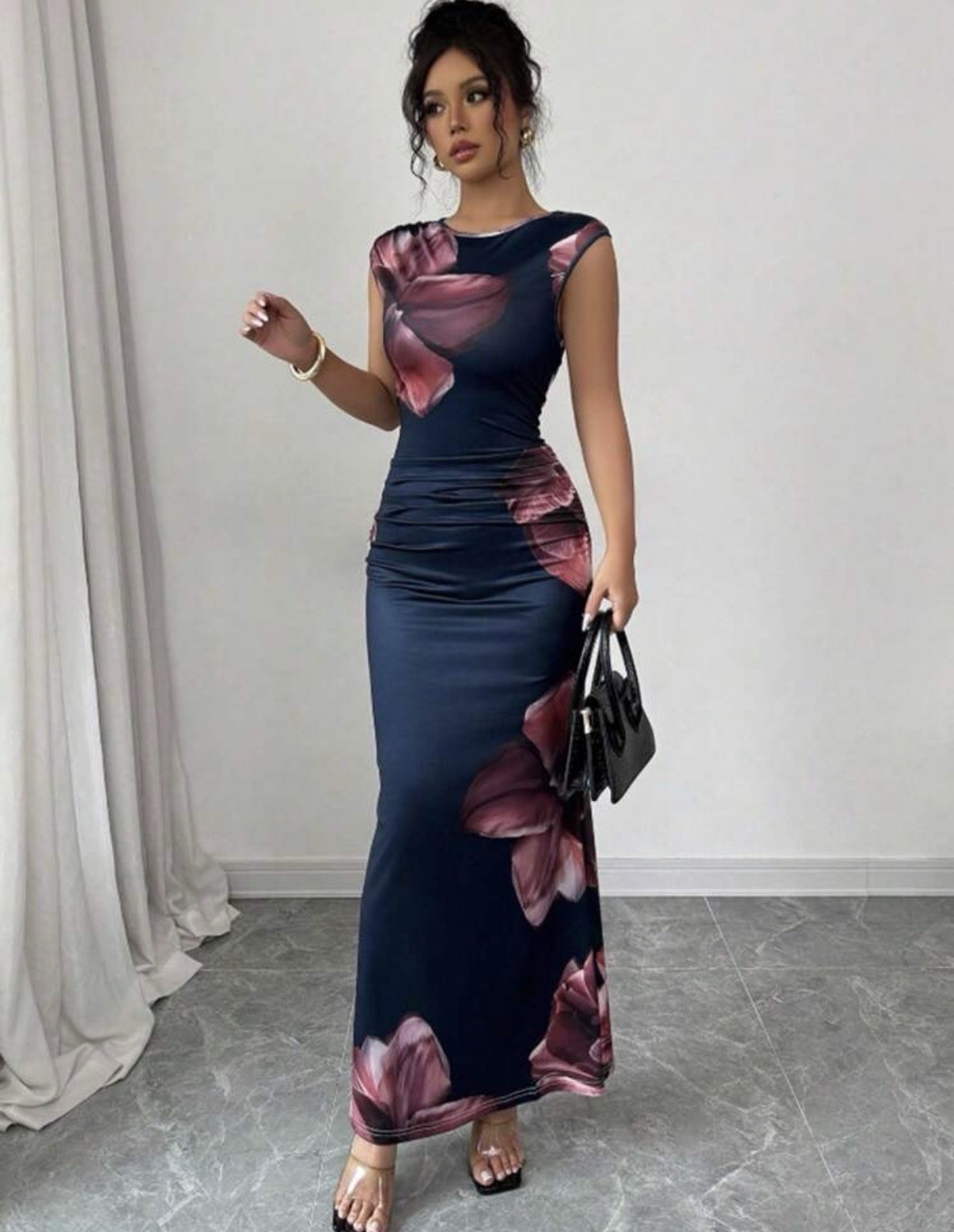 Brand New Bodycon Flower Maxi Dress Wedding Event Summer Holiday Size 14
