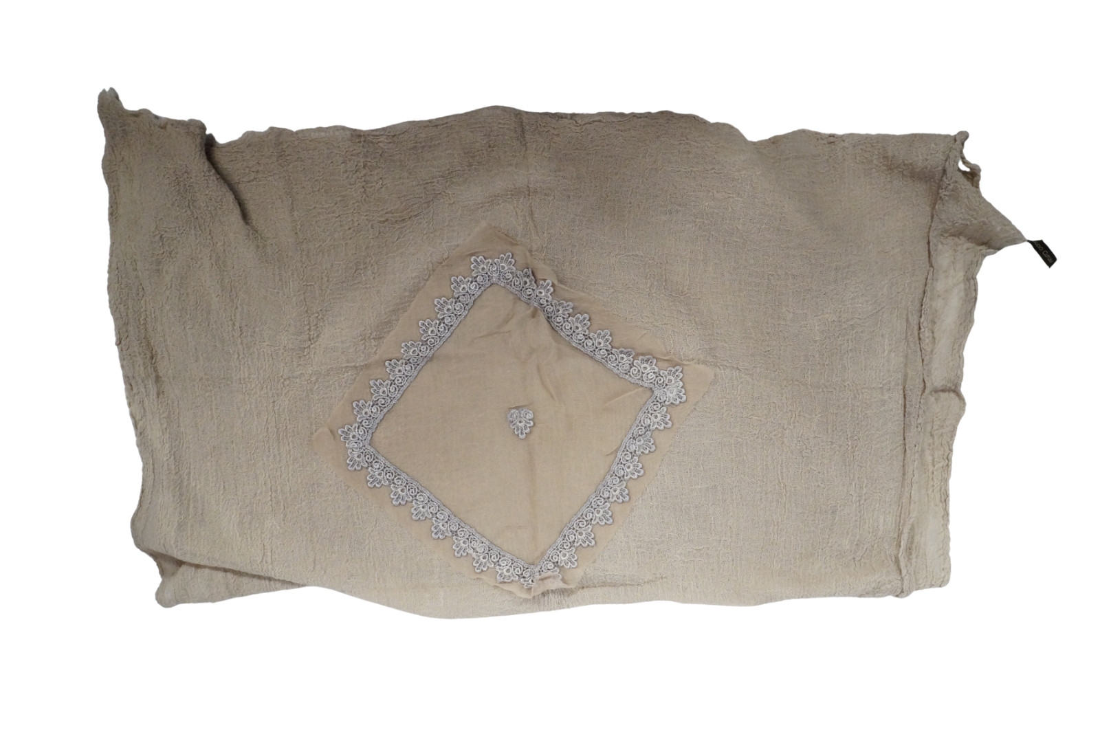 $300 NWT CLAUDIO CUTULI Brown Gauze w Woven Patch Scarf Made in Italy 80″X 39″