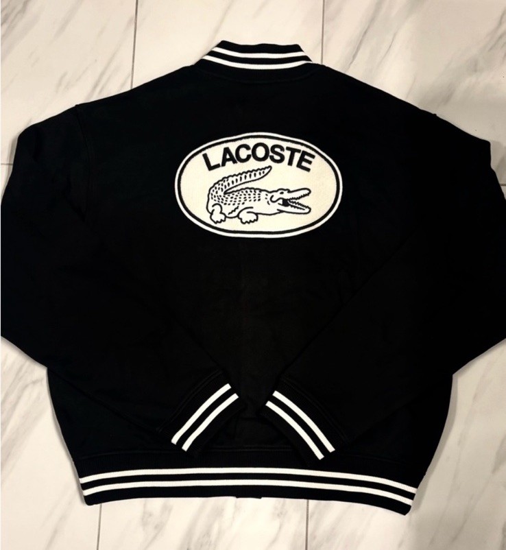 Lacoste Men’s Logo Bomber Jacket Black White New