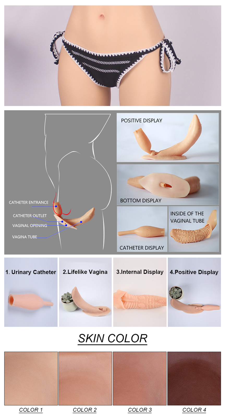 Silicone C/G Cup Bodysuit Breast Forms Fake Vagina Hip Shaping Female Body Suit