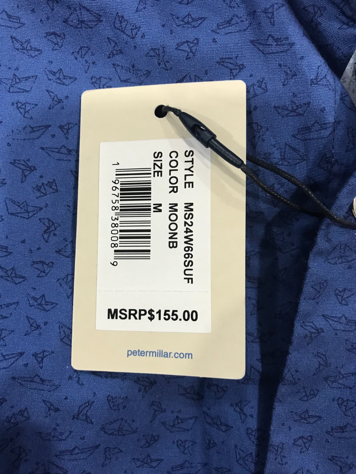 Peter Millar Crown Men’s Size M Moon Blue Printed Sport Shirt $155 NWT