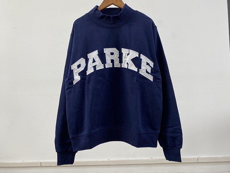 PARKE New Letter Patch Embroidered High Neck Loose Women’s Sweatshirt