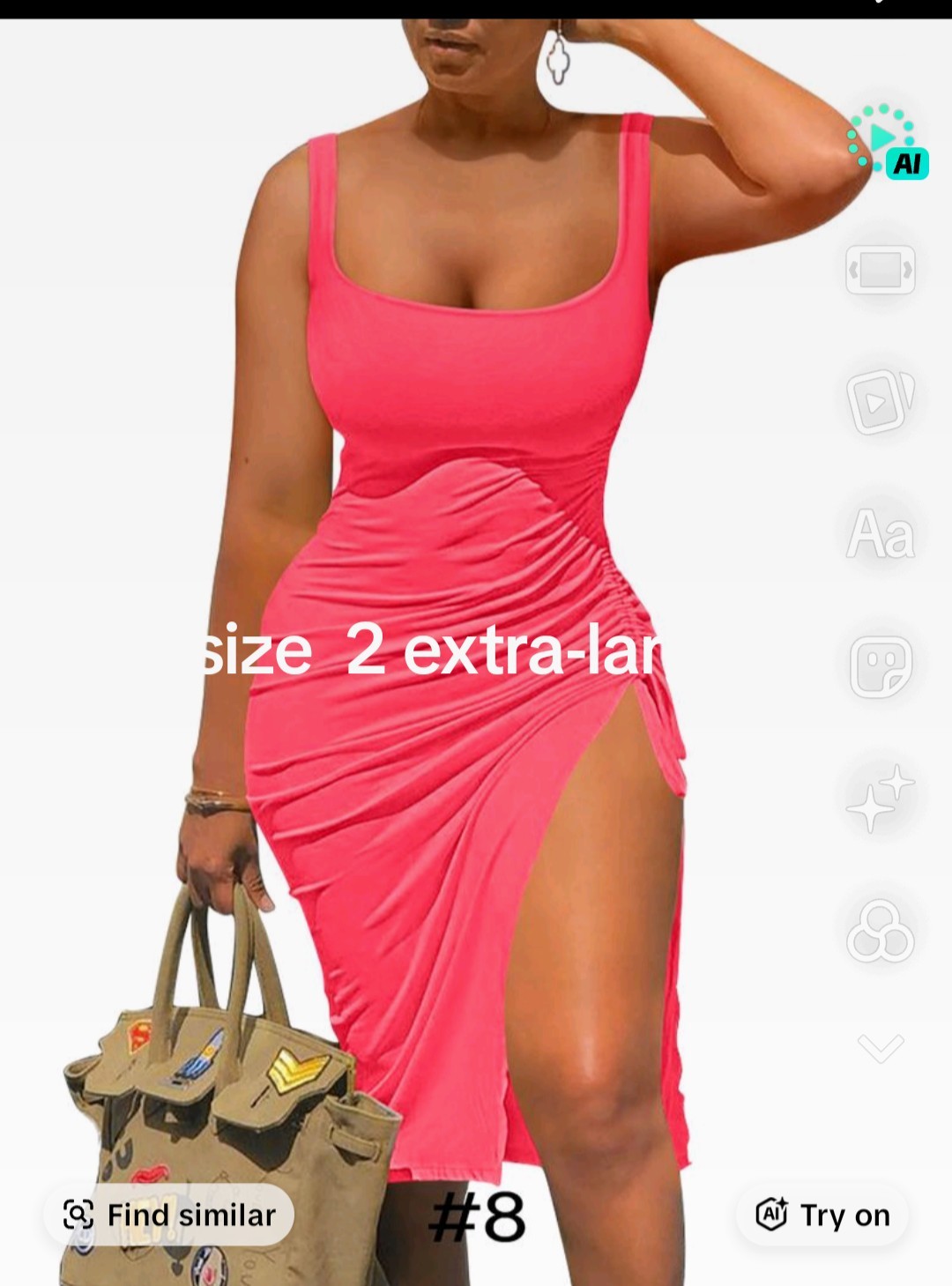 Women’s Pink Bodycon Midi Dress, Square Neck Sleeveless Ruched Stretch 2XL