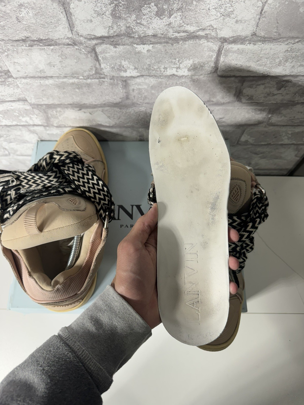 11US/44EU Lanvin Curbs Peach Sneakers