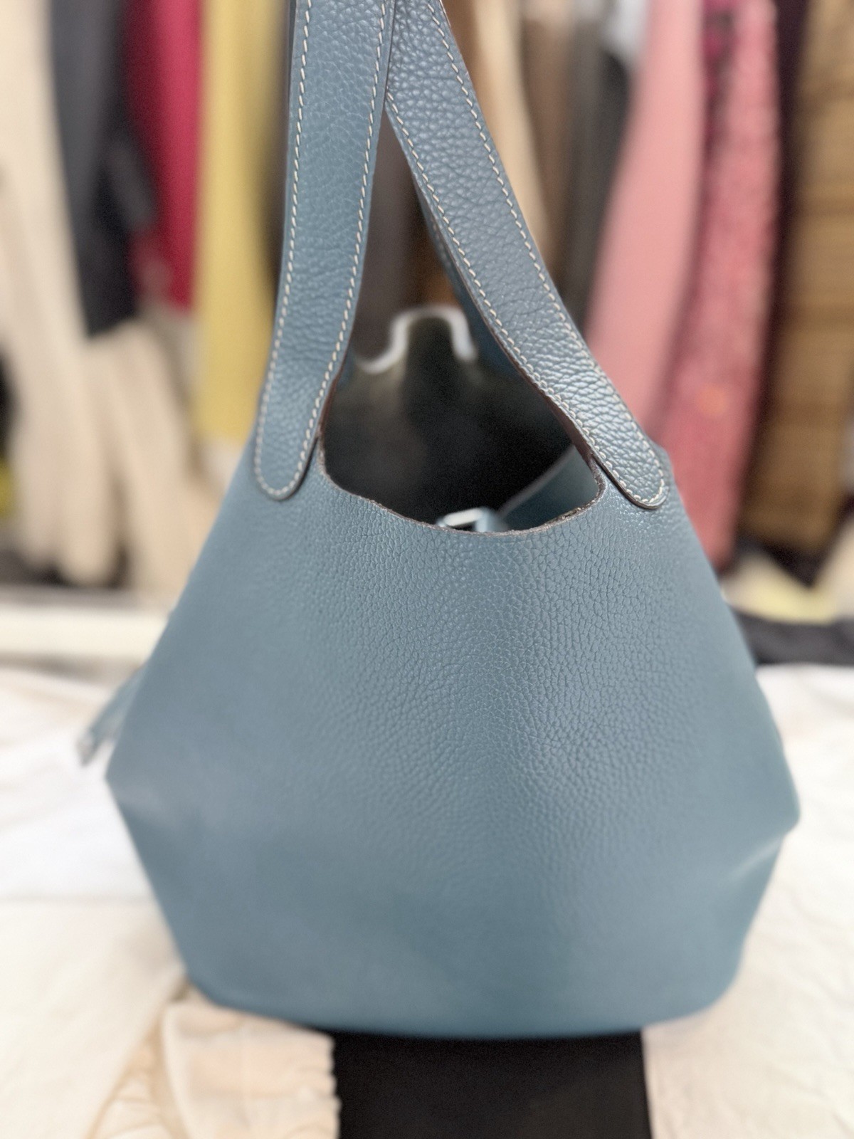 Hermes Picotin 22 Blue Jean C Stamp (2016) Taurillon Clemence