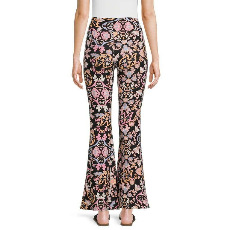 New No Boundaries Floral Paisley Knit Flare Pants Juniors Women Many Sizes