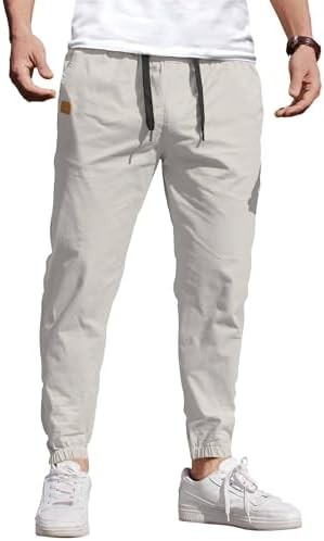 Coofandy Pants Cargo Solid Mens Casual Joggers Elastic Drawstring Chino Hiking