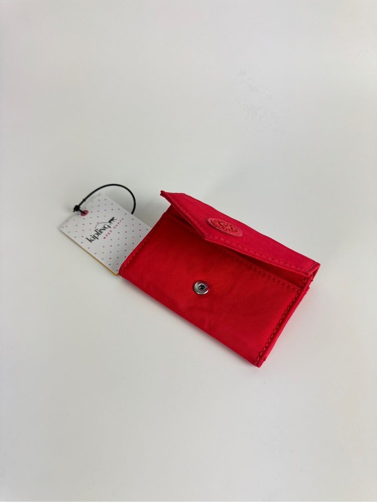 Kipling Coral Red Envelope Card Holder Wallet
