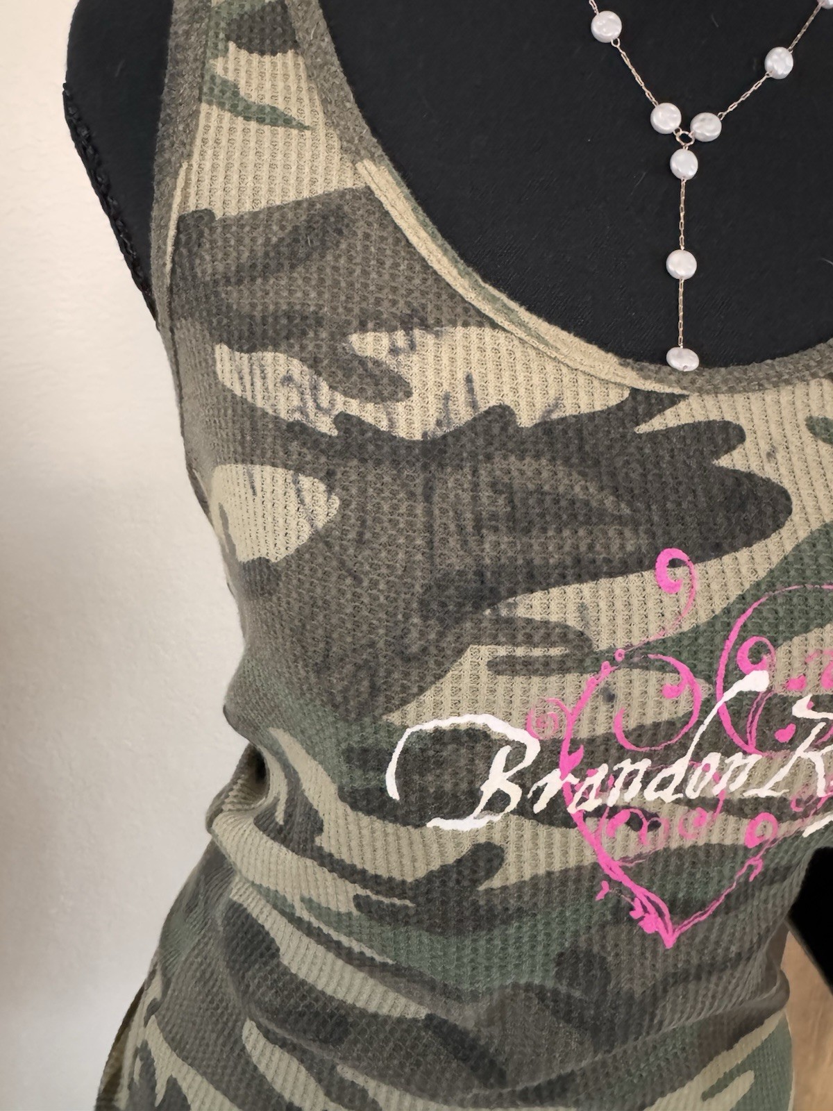 Signed Brandon Rhyder Camo Tank Top Womens S Autographed Texas Country Band