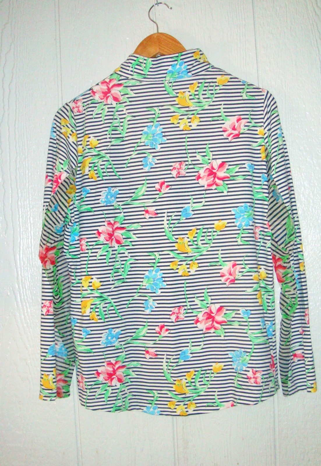SZ L NWOT IBKUL FLORAL Long Sleeve Mock Neck Shirt Top UPF 50
