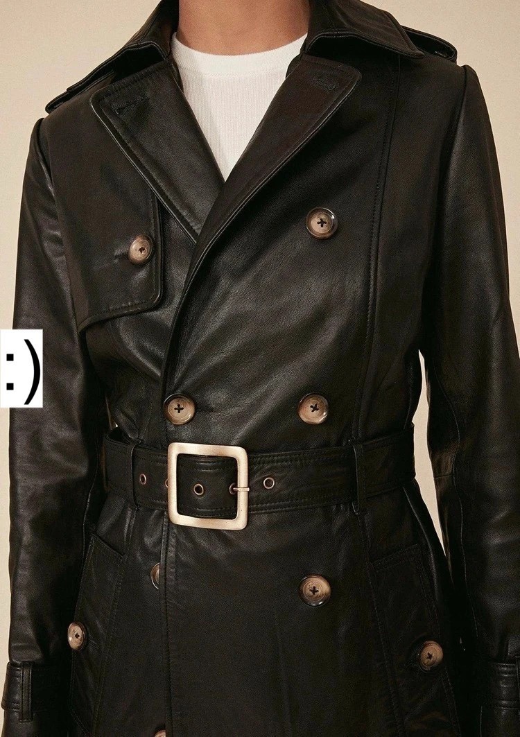 Oasis chocolate brown knee length leather trench coat £349