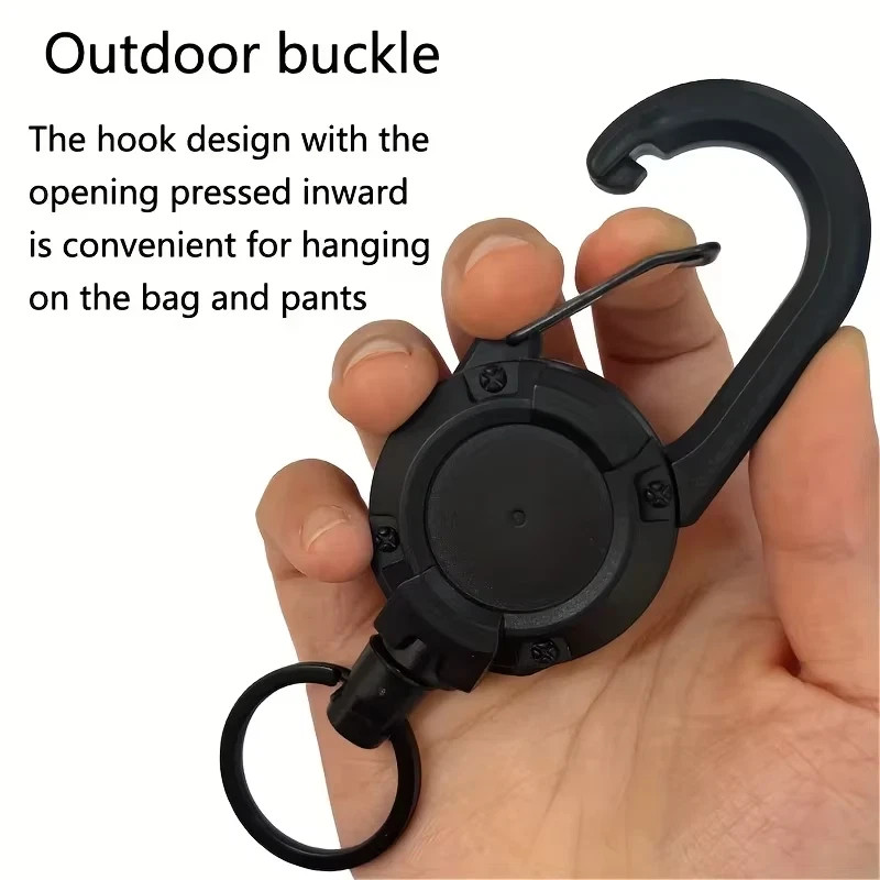 1/2/4Pcs Retractable Heavy Duty Carabiner Reel Keychain Steel Wire Badge Holder