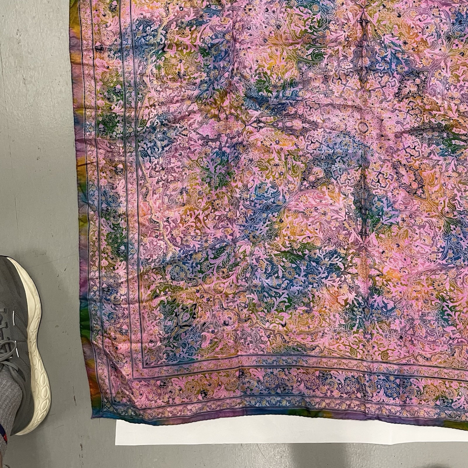 VTG 90s Tie-Dye Psychedelic 42” X 42” Silk Scarf Hippie Floral Grateful Dead