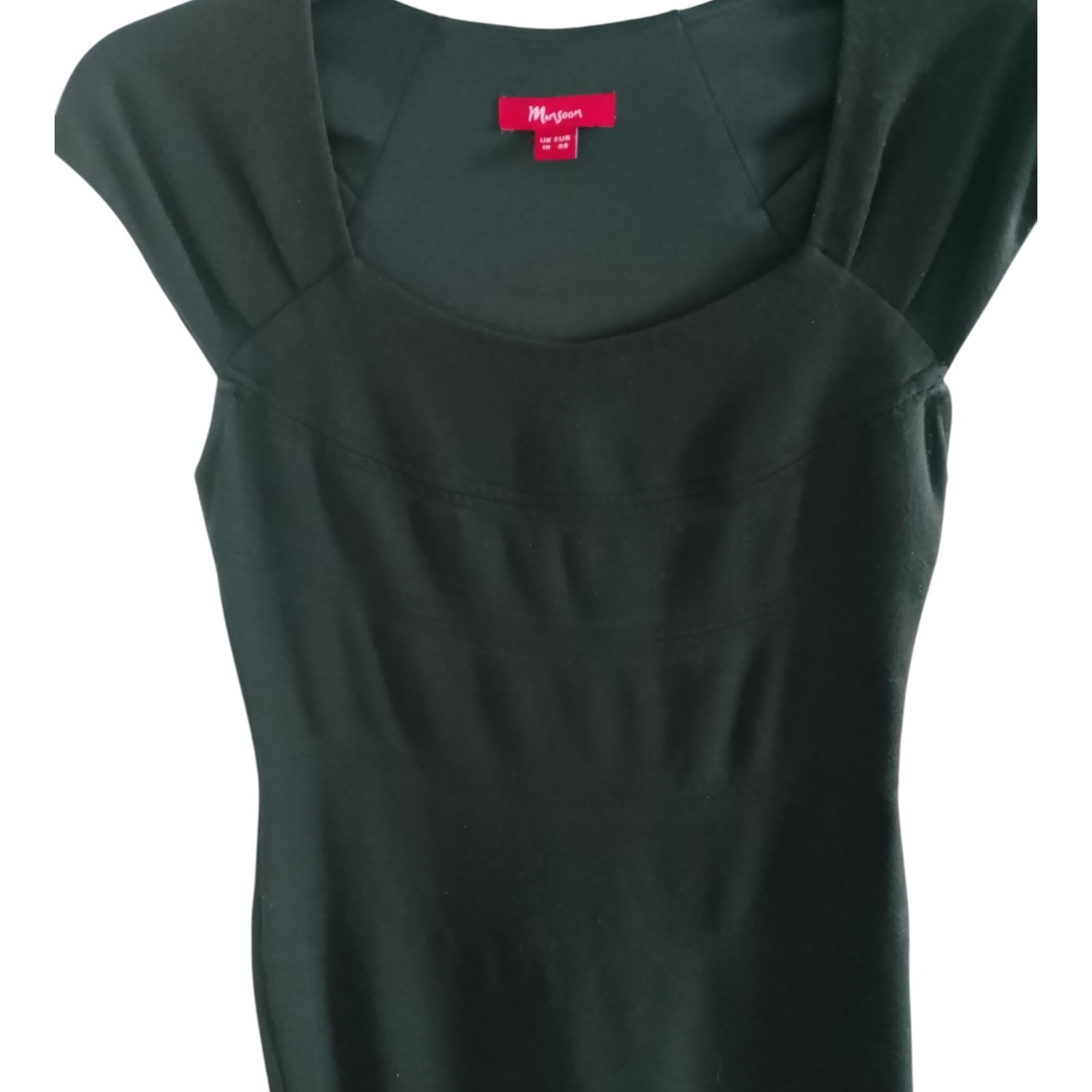 Monsoon Black Cap Sleeve Jersey Smart Casual Formal Work Pencil Dress Size 10