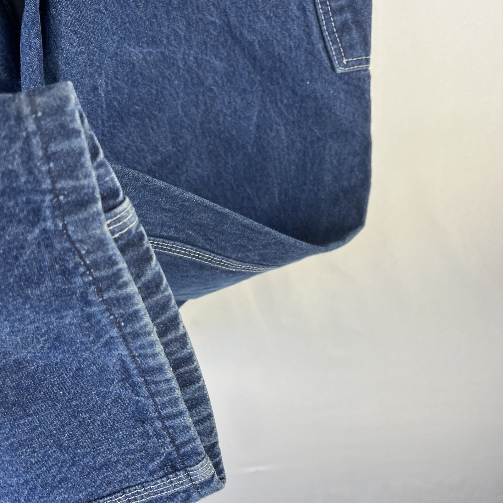 Big Smith Carpenter Bib Overalls 38×32 Made USA Workwear Button Fly Blue Nice!!