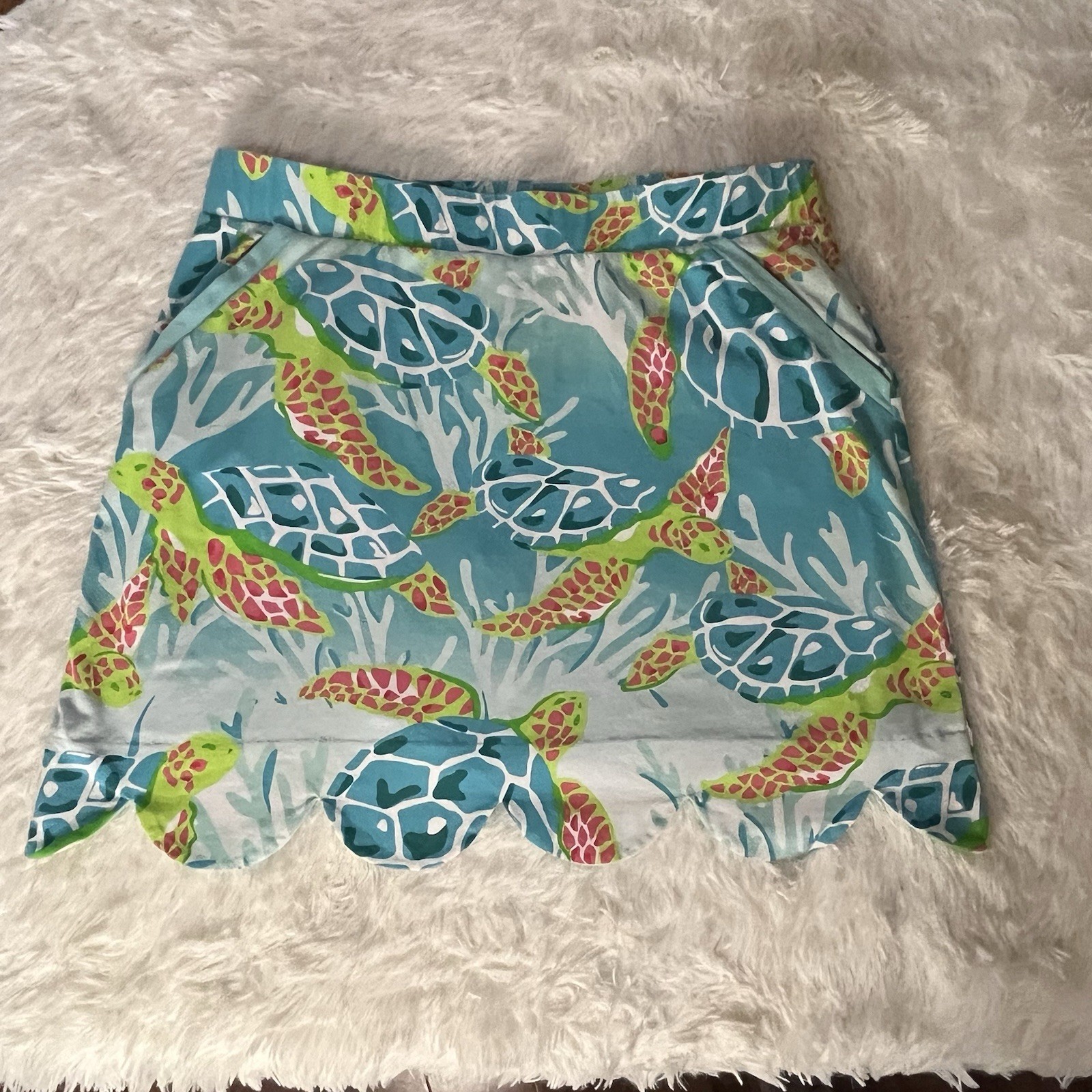 ANA CLARE Womens Tropical L Skort Golf Tennis Activewear Blue Pink Green Turtles