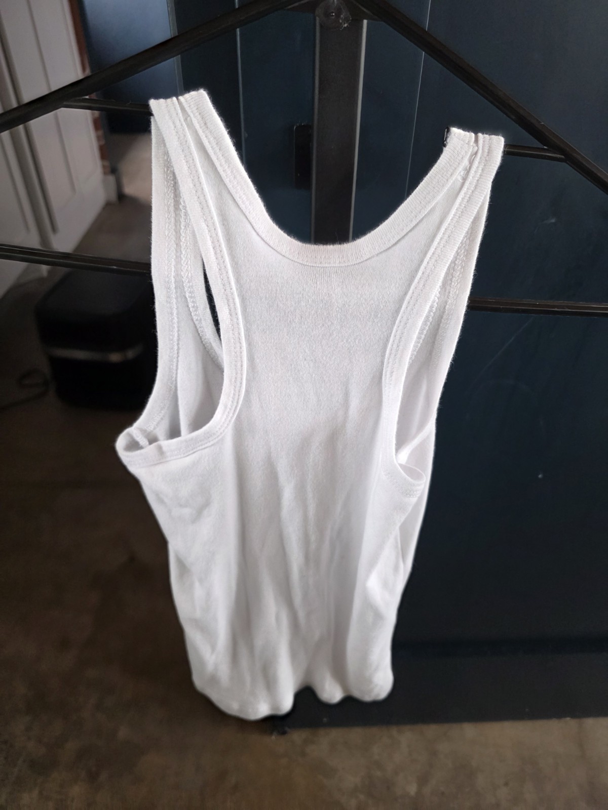 White Racerback Scoop Neck Sleeveless Pullover Cotton Tank Top S Women’s