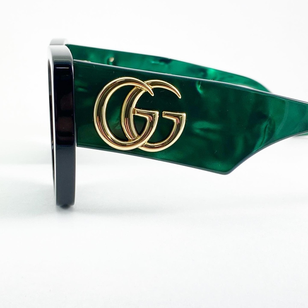 New Gucci GG0956S Oversized Geometric Women’s Sunglasses Black/Green Lense