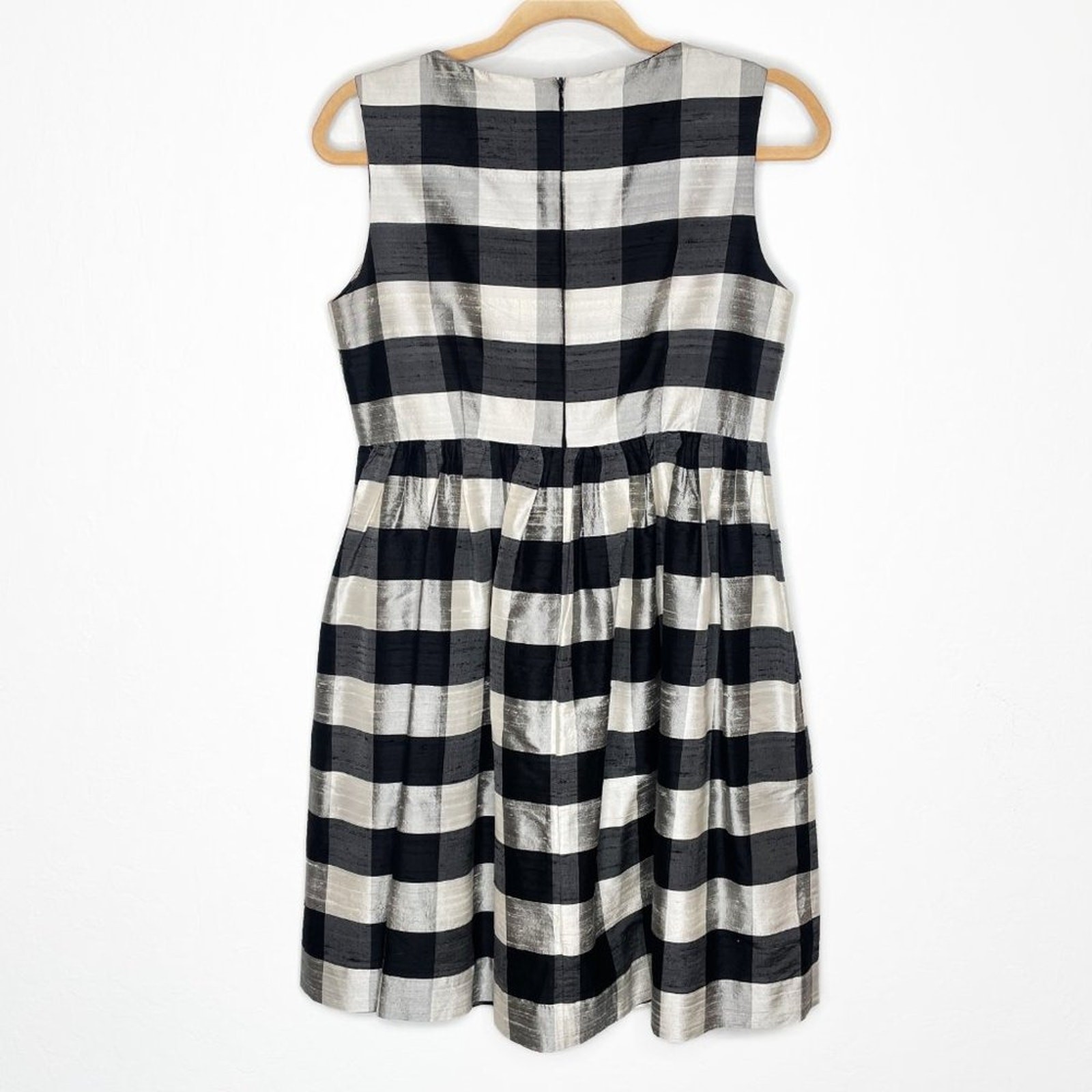 Vian Hunter Buffalo Plaid Retro Silk Sleeveless Pleated Fit and Flare Dress 6