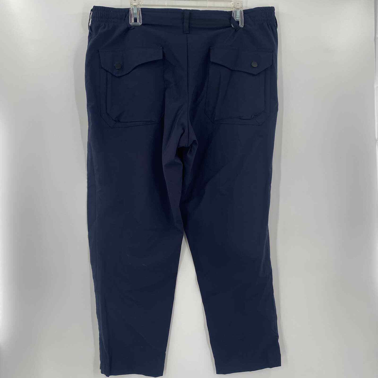 Paskho XL Navy Sanctuary Blue Drawstrings Stretch Waist Pocket Tech Travel Pants