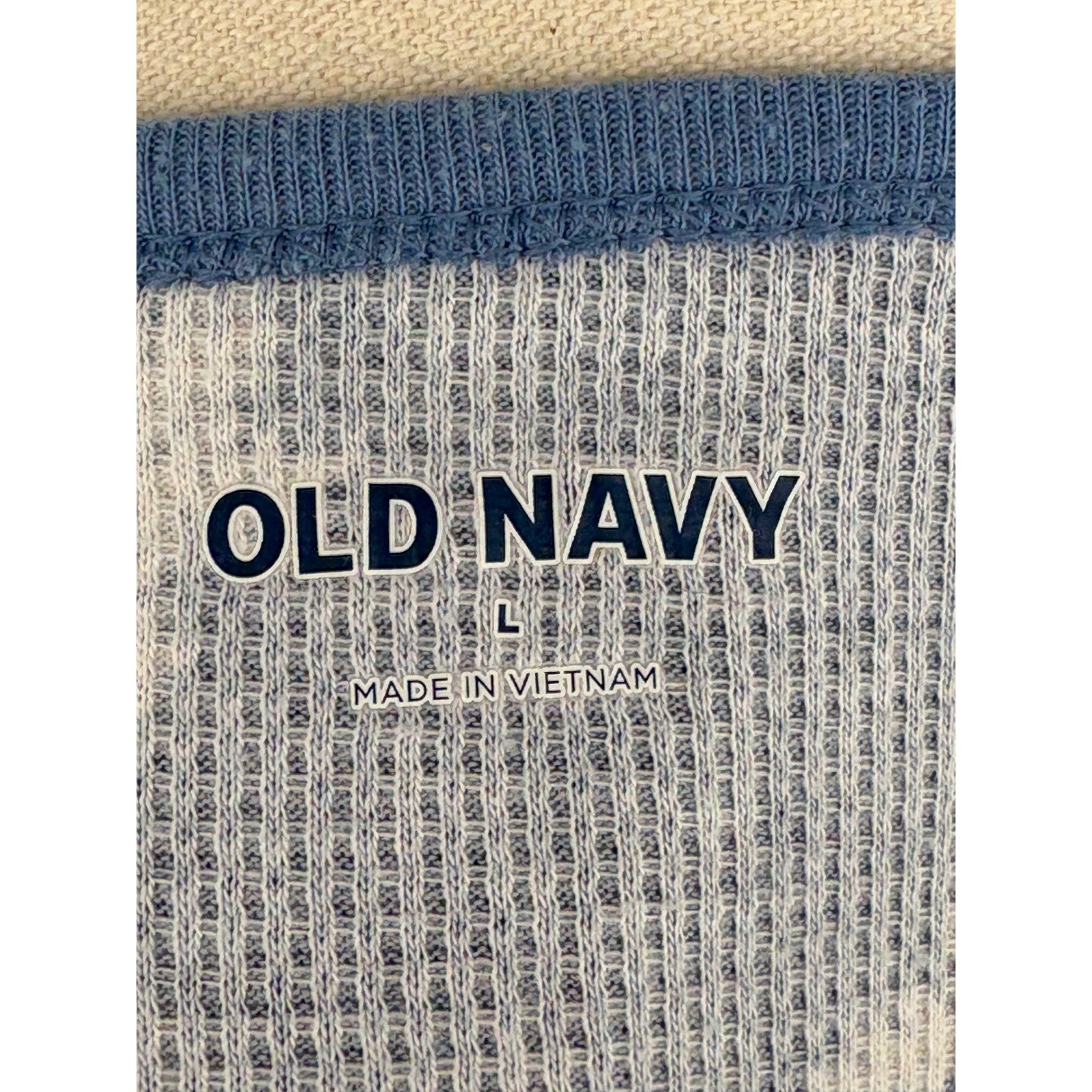 Old Navy Thermal Top Blue Polar Bear Snowflake Waffle Knit Large