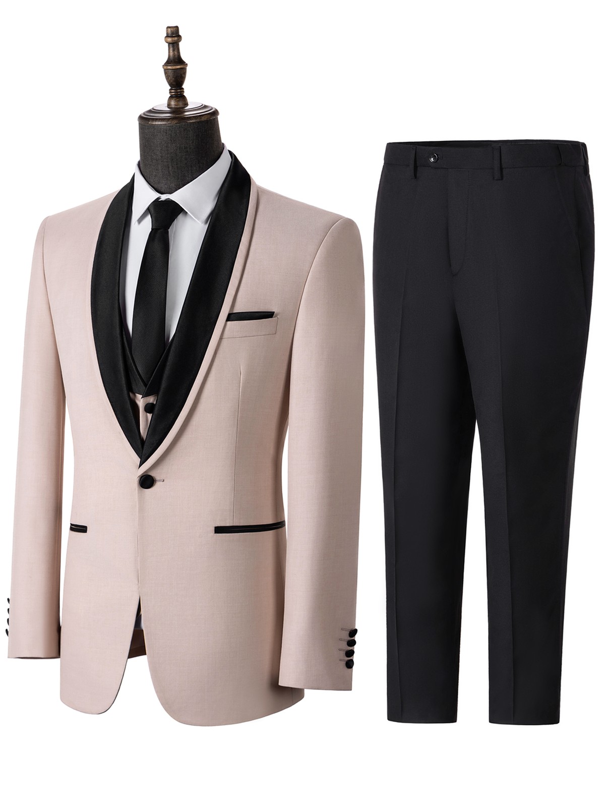 ANSHUHAI Men 3Pcs Suit Groom Wedding Formal Homecoming Prom Party Tuxedo Suit