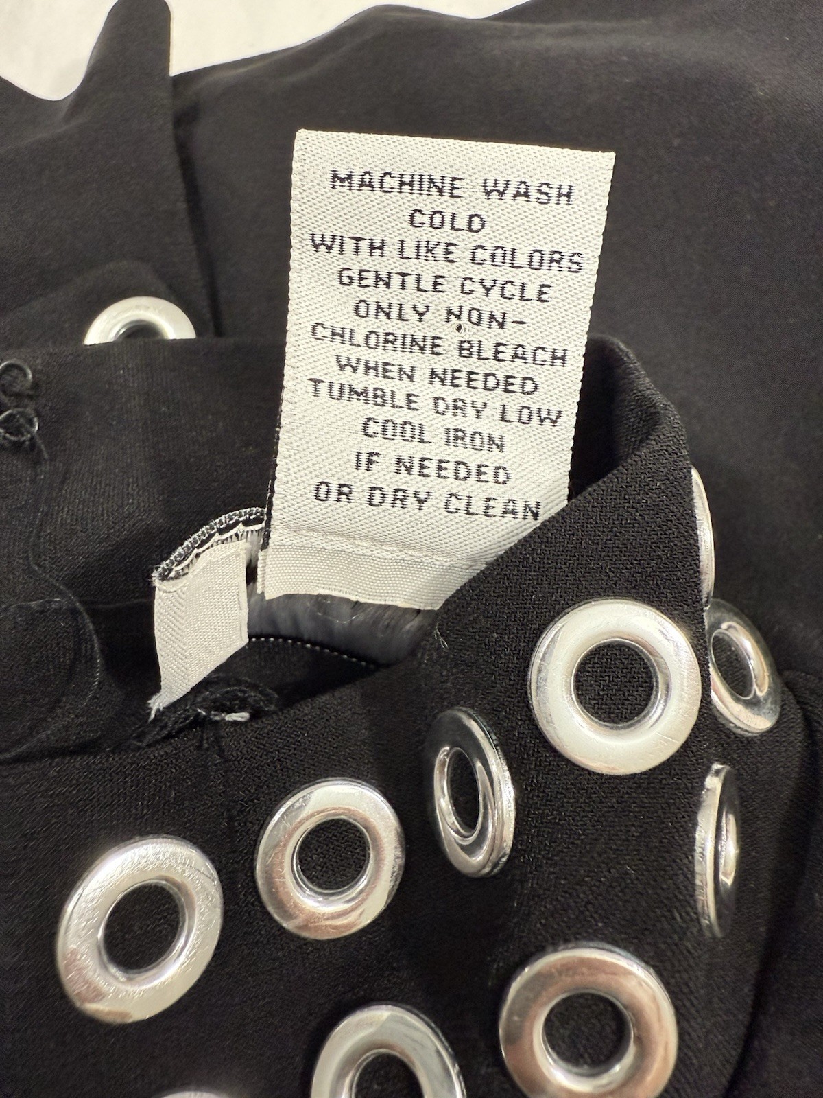 Carmen Marc Valvo Size 4 Black Fit & Flare Dress Silver Grommet Accents Womens