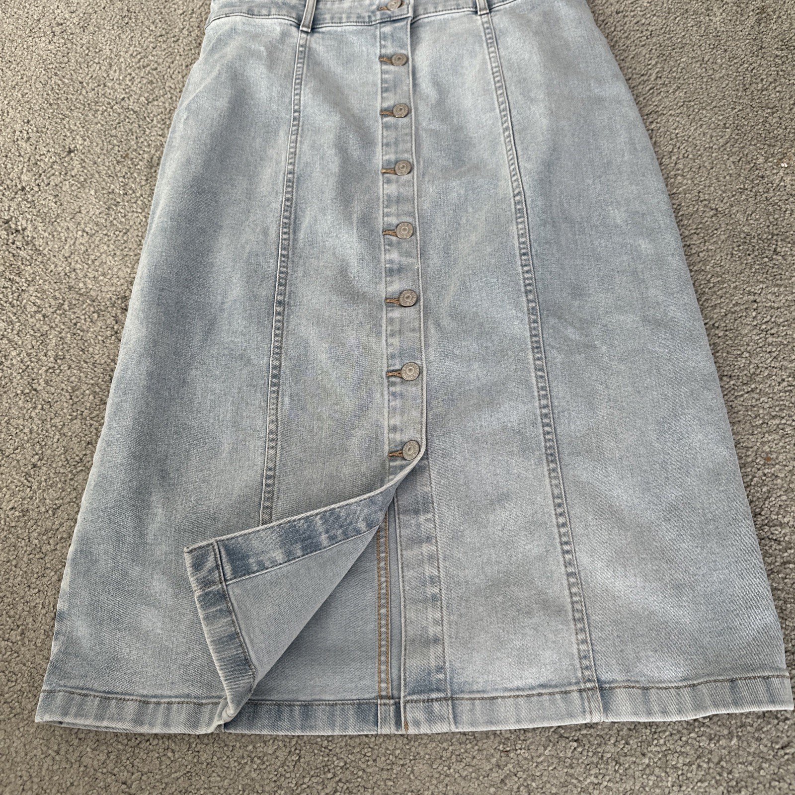 Levi’s Knee Length Slim Fit Bustier Denim Dress Corset Blue Stretch Sz. Large