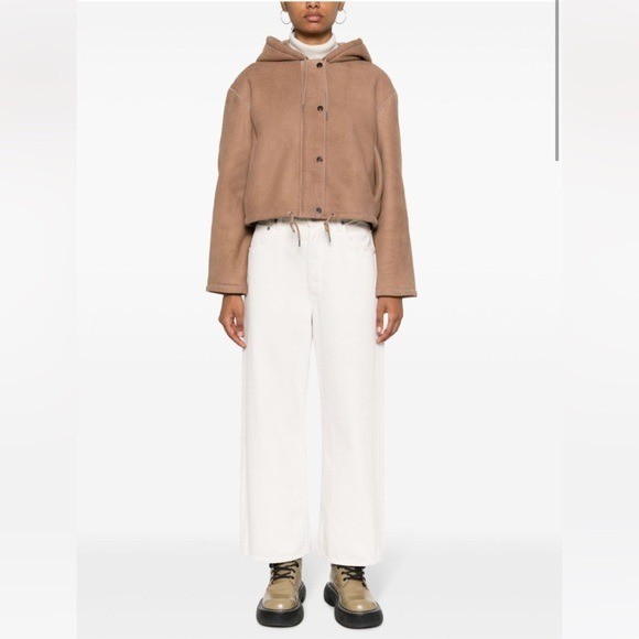 THEORY***Reversible Cropped Hooded Shearling Lamb Parka Coat***small $2395
