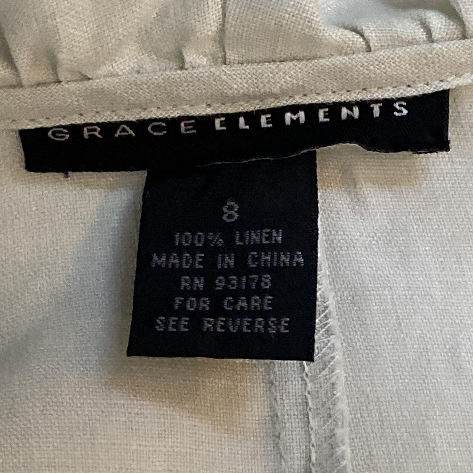 Grace Elements Blouse Womens 8 Gray 100% Linen Ruffle Tie Front Boho Art to Wear
