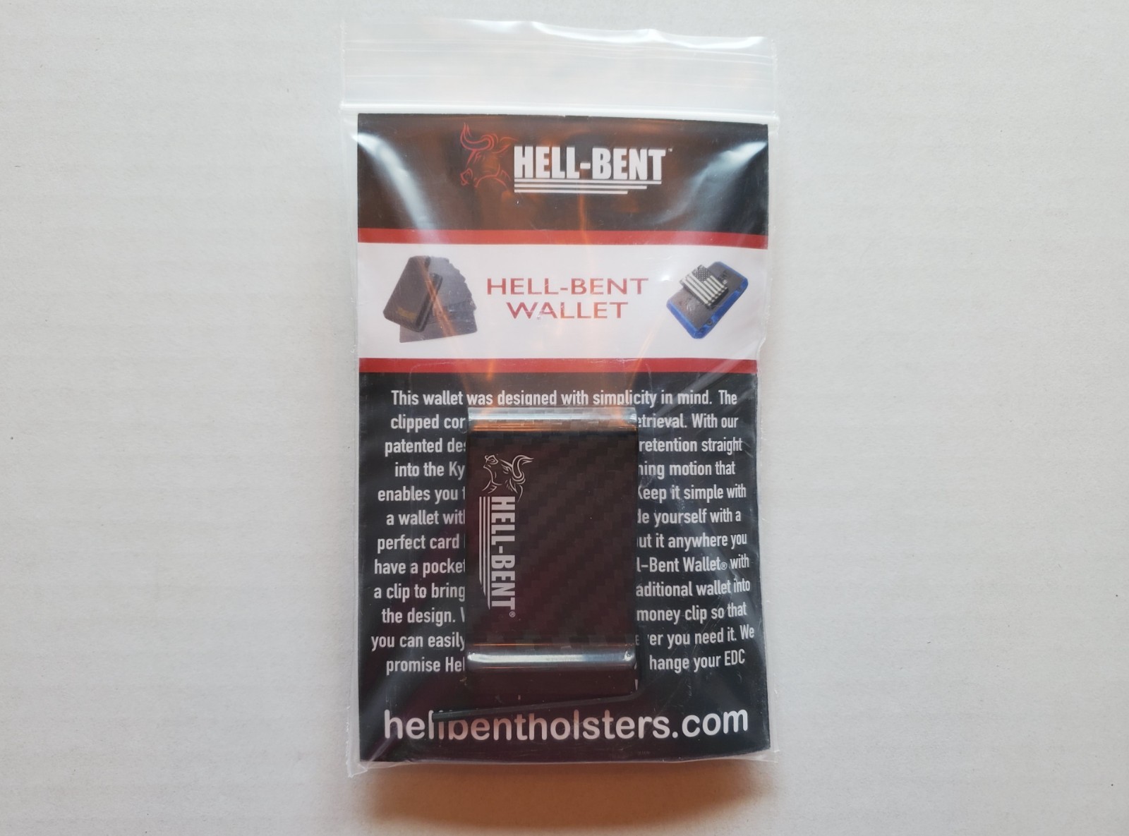 Hell Bent Holsters Red 3.0 Aluminum Combat Wallet RFID + Carbon Fiber Money Clip
