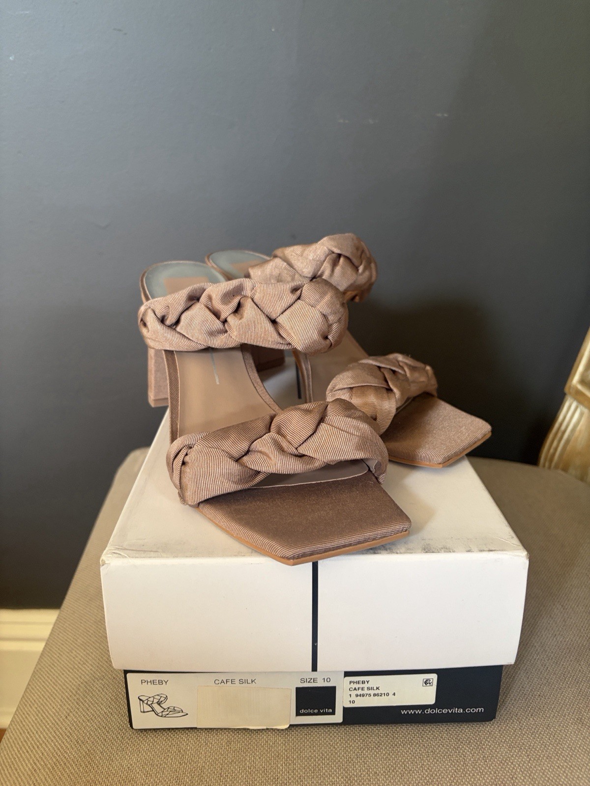 Dolce Vita Pheby Braided Double-Strap Heels in Cafe Silk Brown