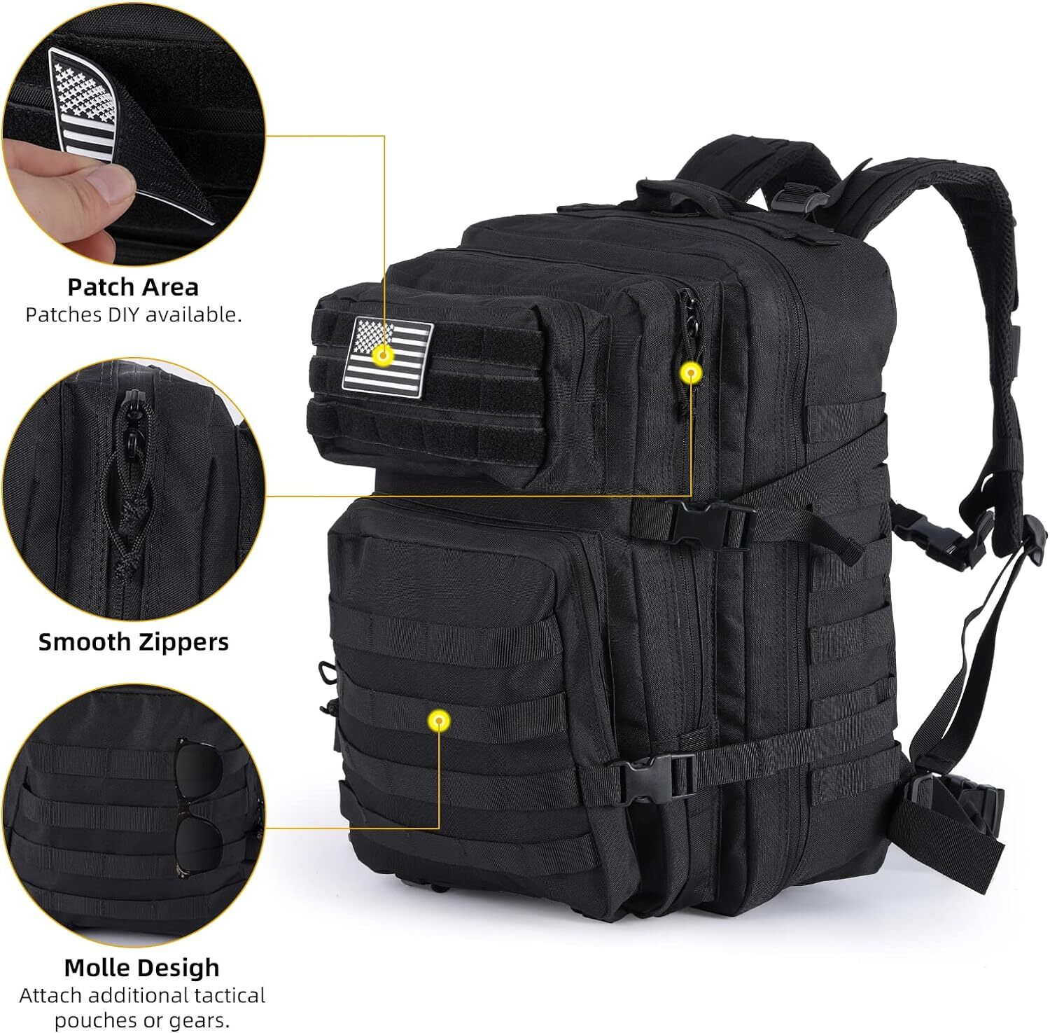 45L Large Military Tactical Backpack Army Molle Bag Rucksack 3 Day Assault Pack