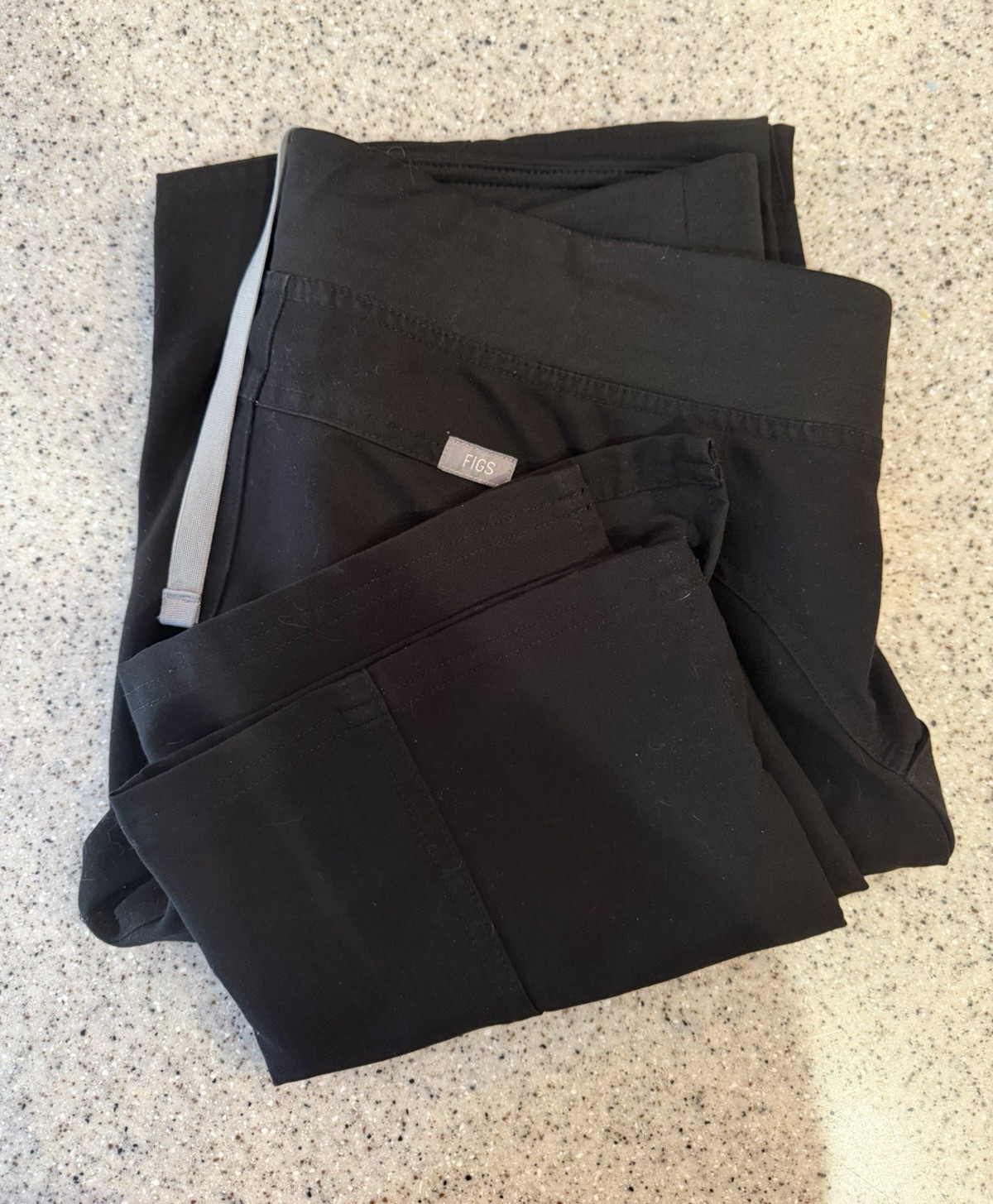 FIGS Technical Collection Women’s Scrub Pants, Black Solid Knit Wide Leg, Size S