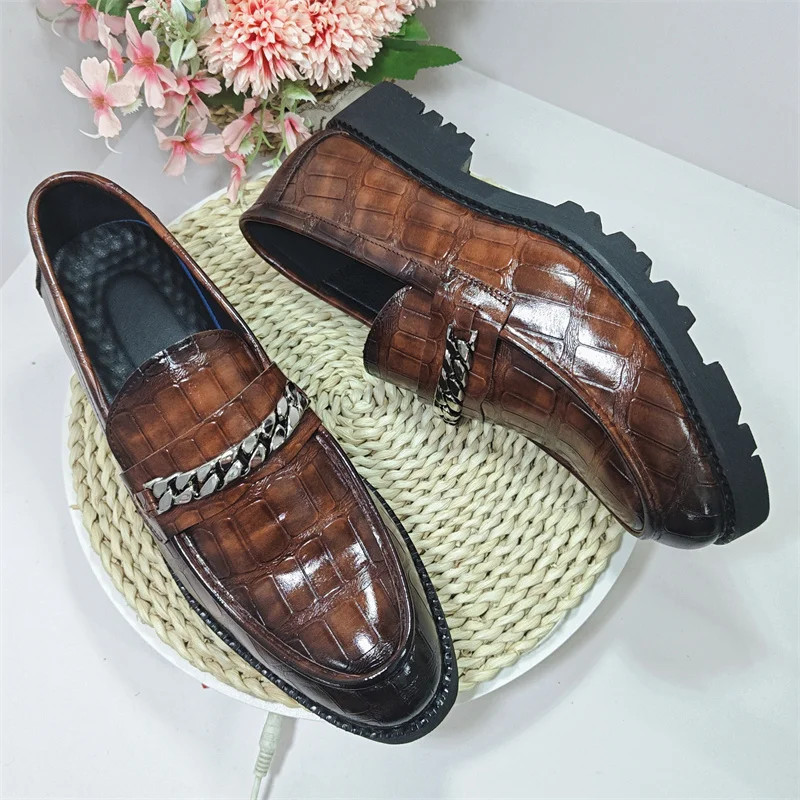 Comfortable Chain Wholesale Casual Formal Slip on Men Dress Leather Shoes