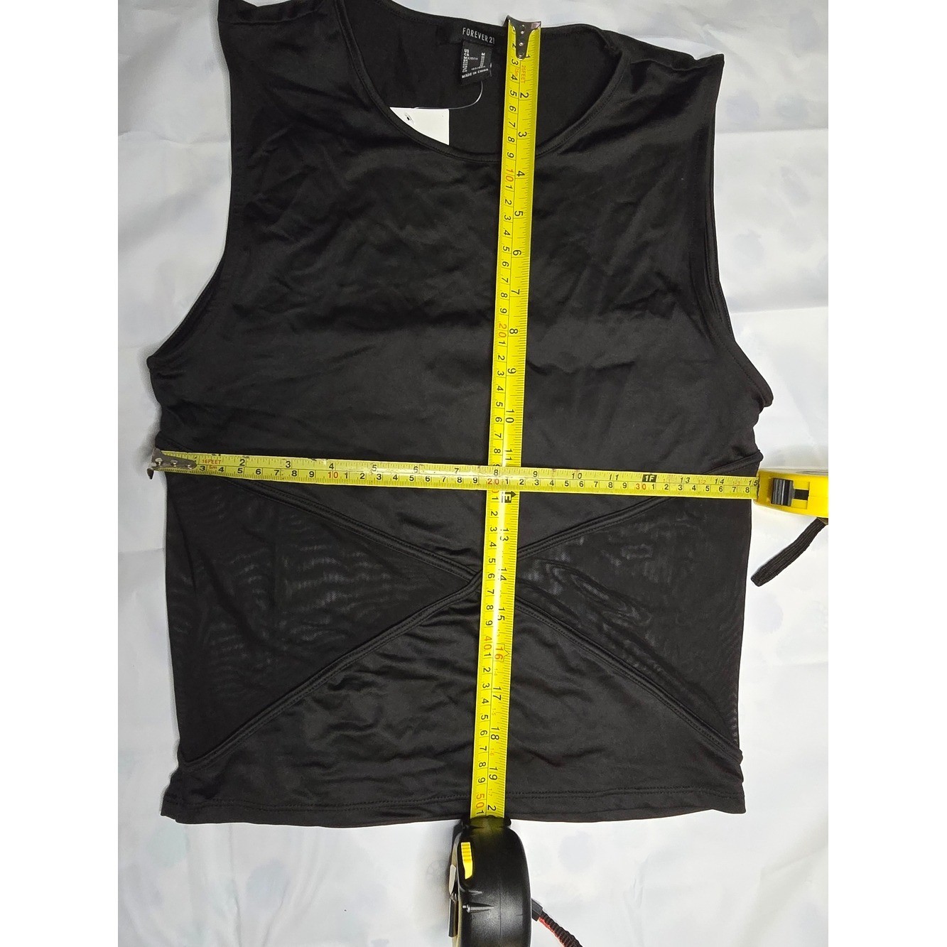 Forever 21 Black Sleeveless Crop Top with Sheer X-Waist Panels size Medium NWT