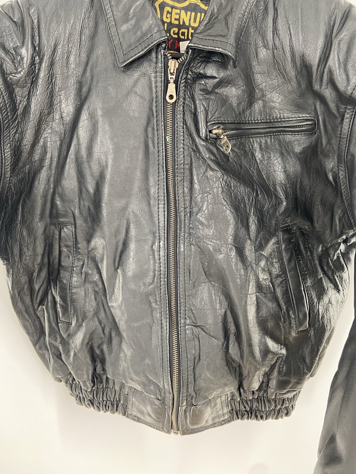 VTG 80’s Manzoor Genuine Cropped Leather Motorcycle Punk Rock Moto Jacket Small