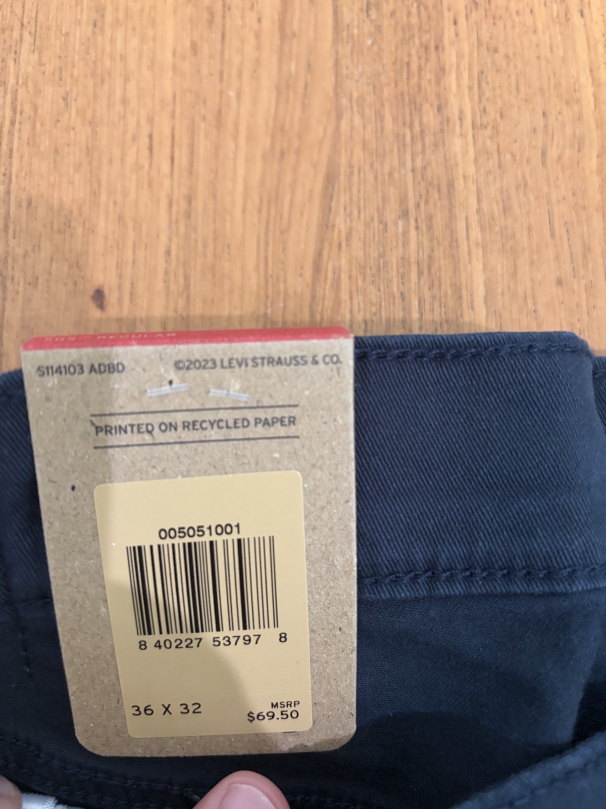 Levis 505 Jeans Men Stretch Regular Fit Zip Navy Blue 36×32 98% cotton