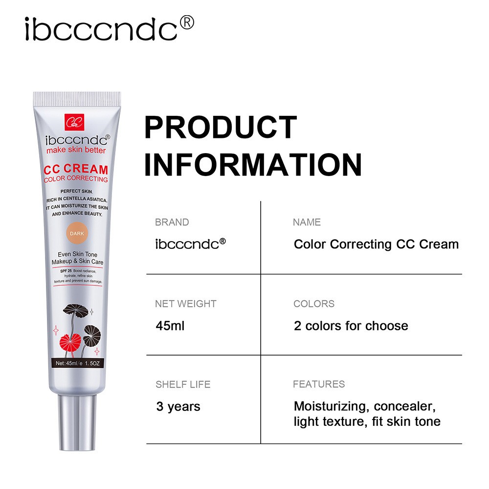 Moisturizing Correcting CC Cream Waterproof Anti-sweat Makeup Before Concealer L