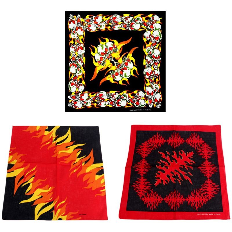 55x55cm Unisex Multifunction Square Bandana Hot Flames Burning Theme Print