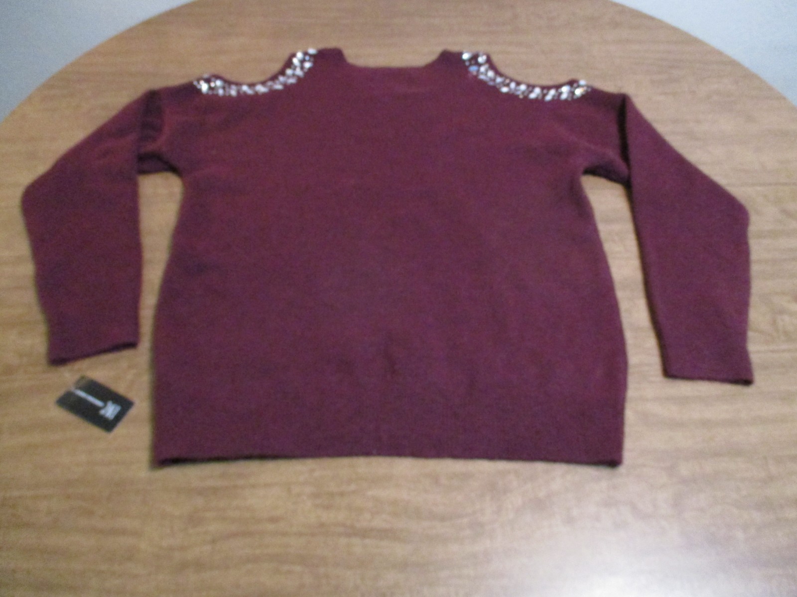 INC INTERNATIONAL CONCEPTS RED LONG SLEEVE OPEN SHOULDERS RHINESTONES SWEATER XL