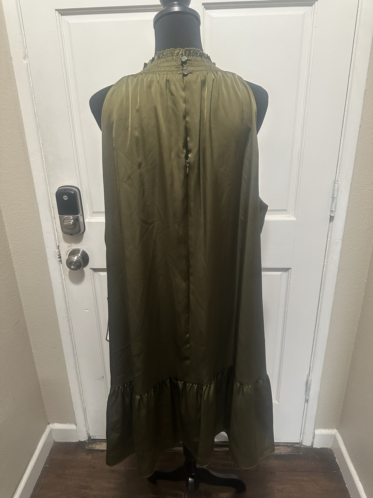 Vince Camuto Green Solid Sleeveless High Neck Midi Dress Pockets 22W