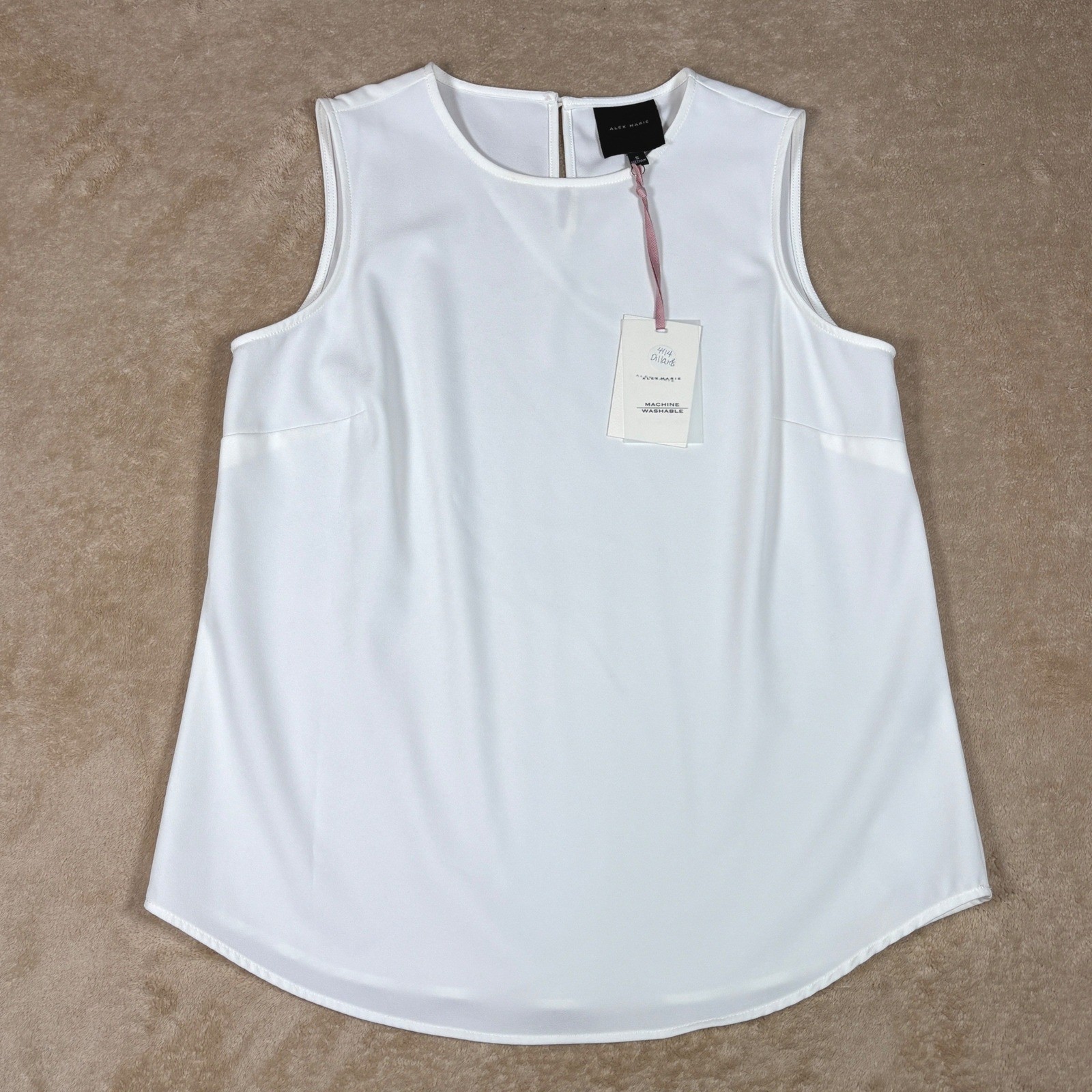 Alex Marie Evelyn Sleeveless Ivory Woven Basics Blouse Top Womens Small NWT