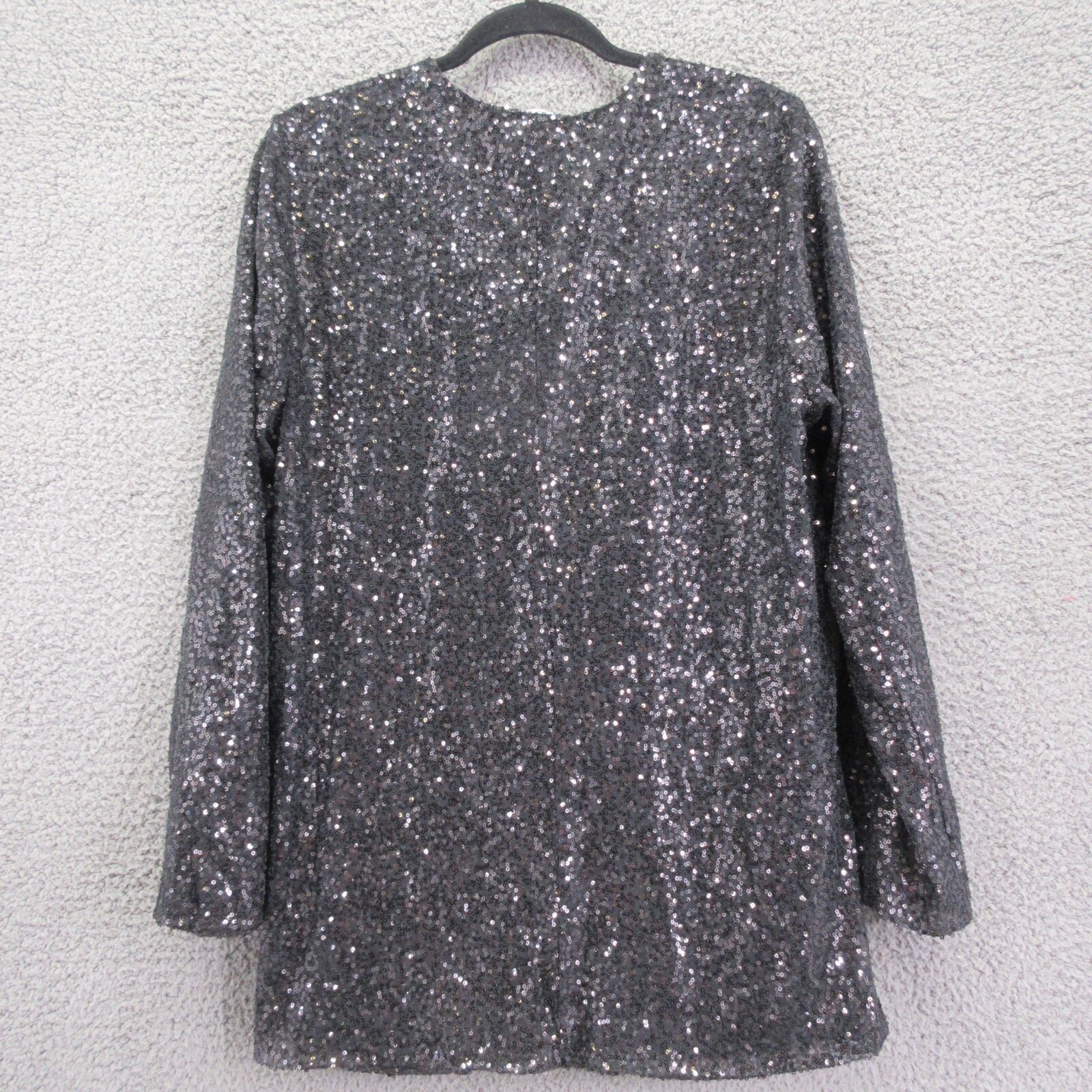 Melrose & Market Black Sequin Open Front Blazer Jacket Women’s Medium #4659