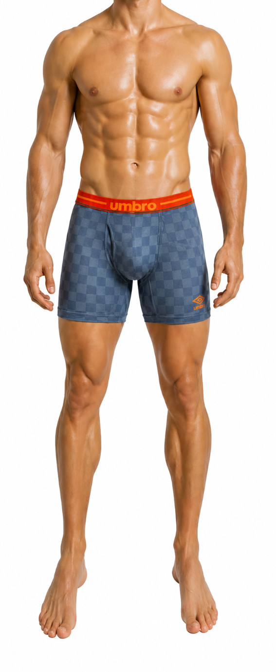 Umbro Men’s Performance Boxer Briefs Blue Check Pattern/UM5038BB-Tagless-NWT